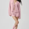 Wool Cashmere New Class Tie Cardigan - Vintage Pink