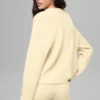 Wool Cashmere Ribbed Noble Crewneck Sweater - Candlelight Yellow