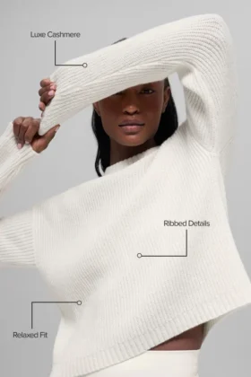 Wool Cashmere Ribbed Noble Crewneck Sweater – Ivory