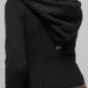 Wool Cashmere Ribbed Noble Full Zip Hoodie - Black