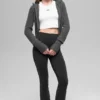 Wool Cashmere Ribbed Noble Full Zip Hoodie - Platinum Grey