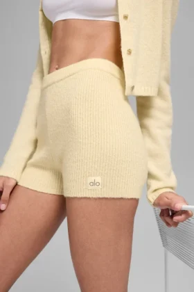 Wool Cashmere Ribbed Noble Short – Candlelight Yellow