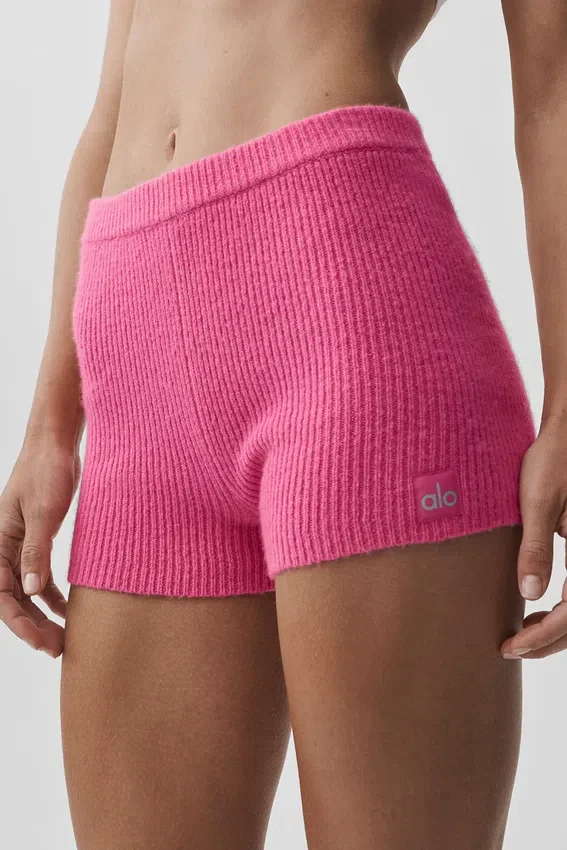 Wool Cashmere Ribbed Noble Short - Paradise Pink