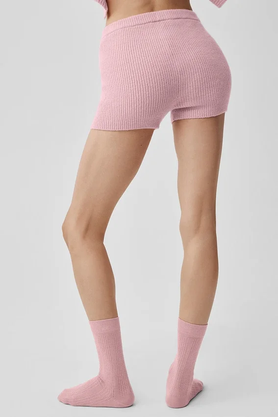 Wool Cashmere Ribbed Noble Short - Vintage Pink